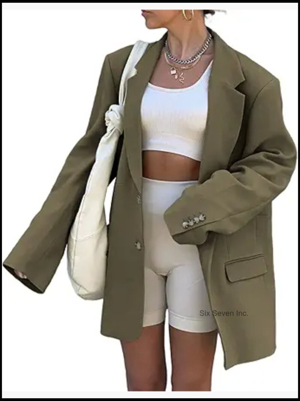 Oversized Long Sleeve Lapel Blazer with Pockets for Work or Casual